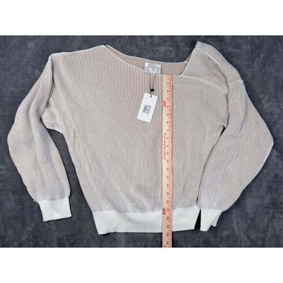 Line and Dot Sweater NWT Favorite Off Shoulder Ribbed Sweater Size Large - Picture 7 of 7